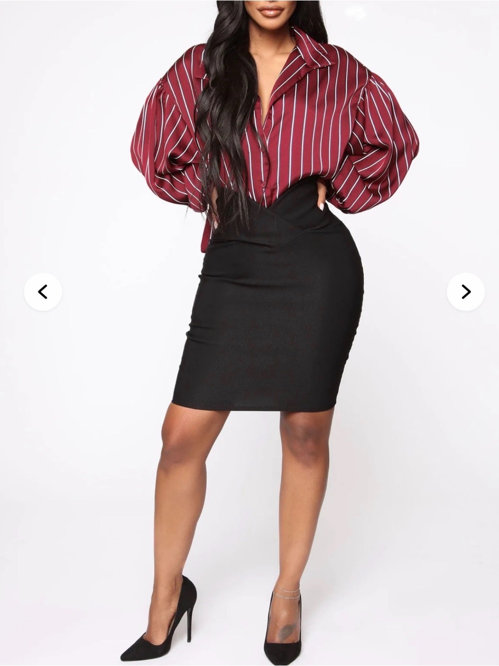 Black V-Waist Pencil Skirt - Classic Women's Work Skirt